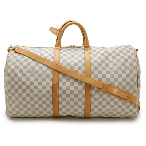LOUIS VUITTON Ivory Damier Keepall Bandouliere 55 Boston Bag - Picture 1 of 10